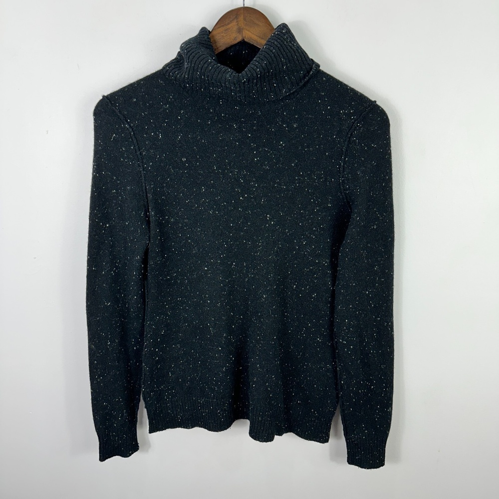 Aqua Cashmere Turtleneck Sweater Women Small Black Speckled Quiet Luxury Capsule